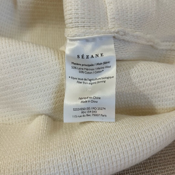 BEST Sezane Will Knit Jacket - Ecru Ivory French Cotton French Causal - Picture 10 of 12